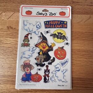 Suzys Zoo Halloween Stickers Vintage 90s USA Made Pumpkin Ghost Witch
